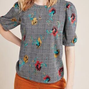 Anthropologie Gretchen Houndstooth Top (xl)